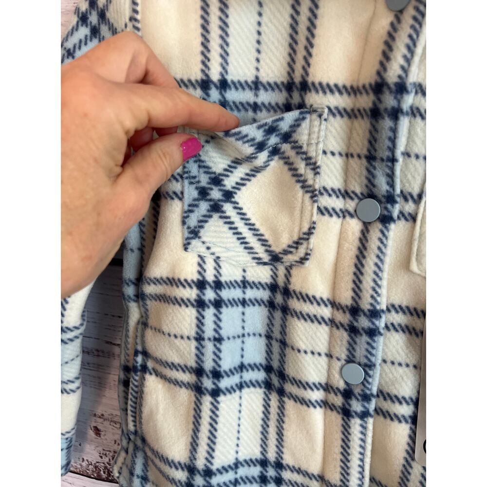 Members Mark Girls Sherpa Lined Shacket Blue Cream Size XS (4/5) NWT - Picture 2 of 16